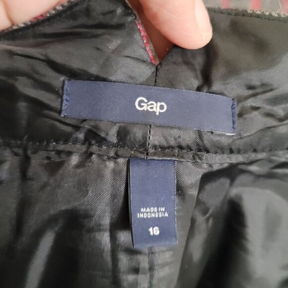 Gap Womens Plaid Wool-Blend Skirt Red & Gray Size 16 Academia Preppy Dark - Picture 2 of 12